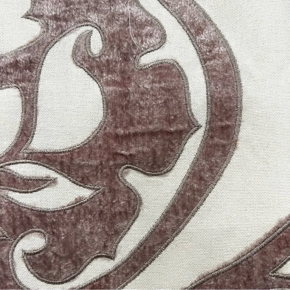 World Market Cream Cotton Brown Velvet Asymmetric Design Table Runner 70